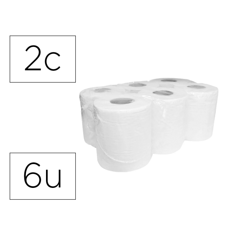 Papel secamanos dahi 2 capas celulosa gofrada 195 mm x 145 mt paquete de 6 rollos