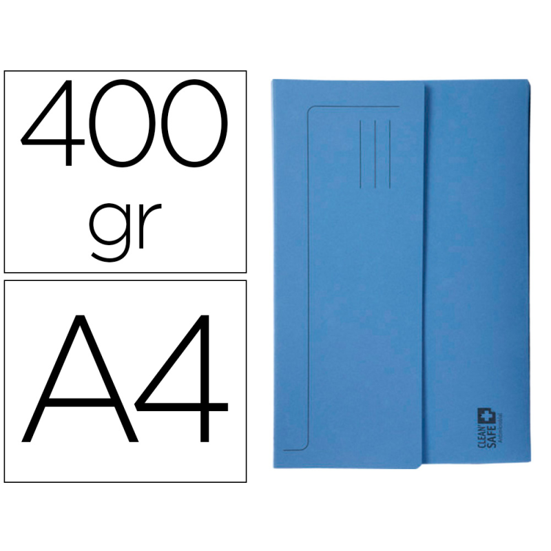 Subcarpeta cartulina exacompta clean safe pocket horizontal din a4 con 2 solapas azul 400 gr paquete