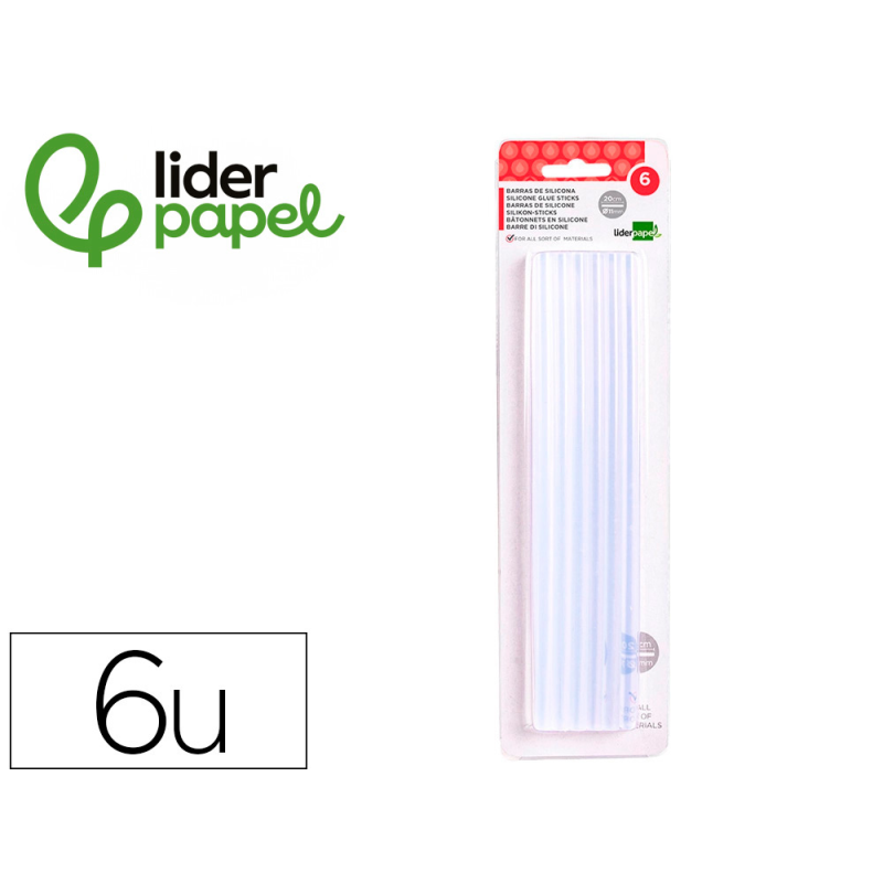 Barra termofusible liderpapel de 11 mm de diametro x 200 mm de largo blister de 6 unidades