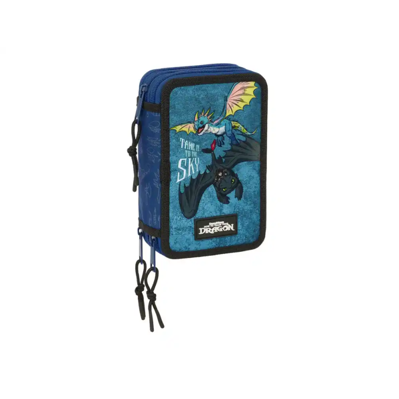 Plumier escolar safta triple 37 piezas como entrenar a tu dragon 195x125x55 mm