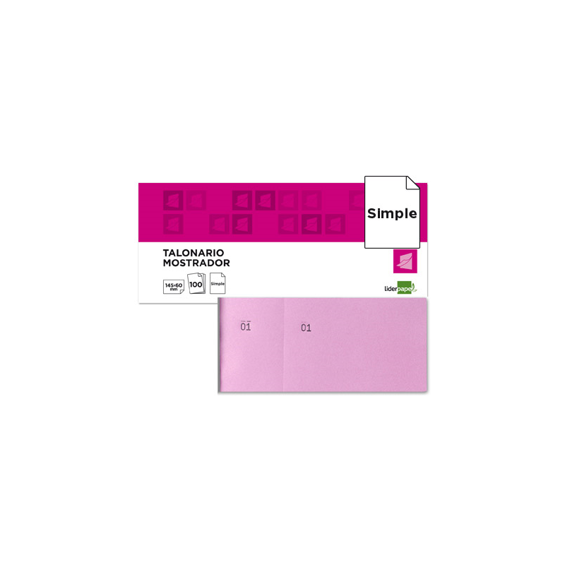 Talonario liderpapel mostrador 60x145 mm tl05 rosa con matriz