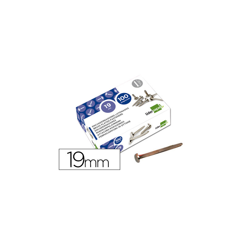 Encuadernadores liderpapel niquelados n.3 19 mm caja de 100 unidades