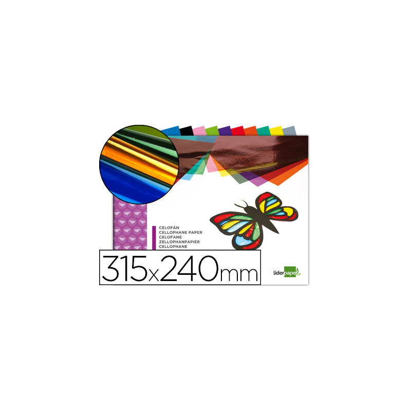 Bloc trabajos manuales liderpapel celofan 240x315mm 10 hojas colores surtidos