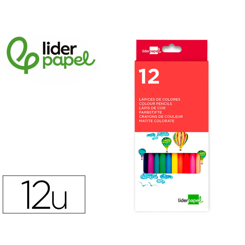 Lapices de colores liderpapel caja de 12 unidades colores surtidos