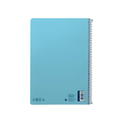 Cuaderno espiral liderpapel a4 smart tapa blanda 80h 75gr cuadro 4mm con margen color celeste