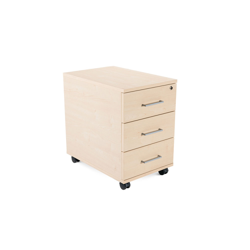 Cajonera rocada con 3 cajones serie store 60x40x60 cm acabado haya/haya