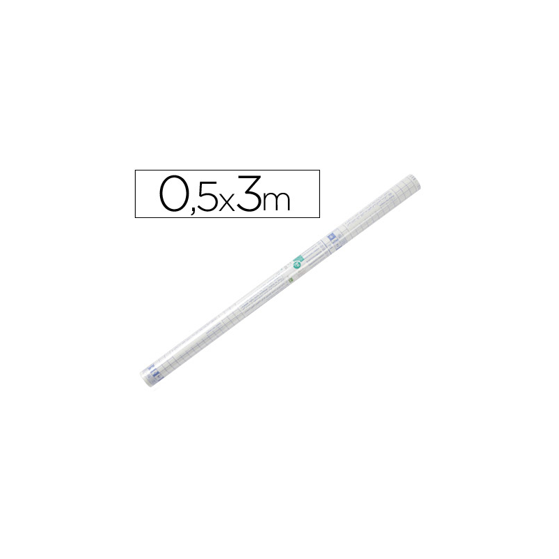 Rollo plastico adhesivo liderpapel 0,50x3 mt. 8o micras forralibros removible
