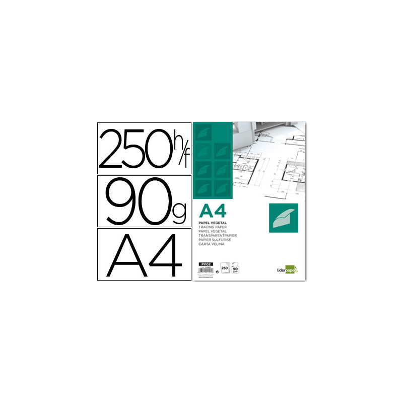Papel vegetal liderpapel 90gr 210x297mm