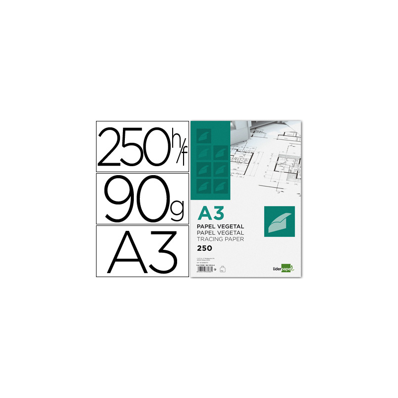 Papel vegetal liderpapel 90gr 297x420mm