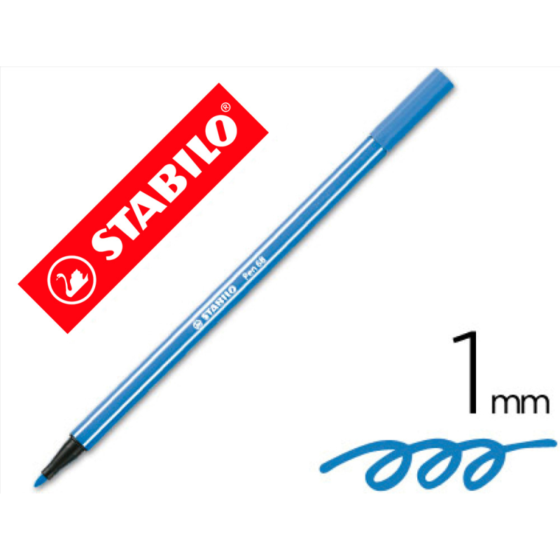 Rotulador stabilo acuarelable pen 68 azul oscuro punta gruesa 1mm