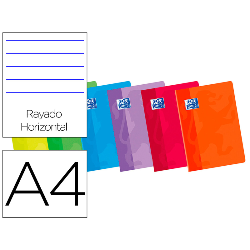 Libreta escolar oxford din a4 48 hojas rayado horizontal colores surtidos