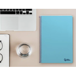 Cuaderno espiral liderpapel a4 smart tapa blanda 80h 75gr cuadro 4mm con margen color celeste