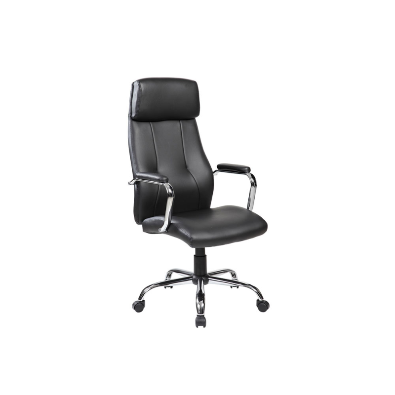 Silla rocada direccion simil piel con brazos metalicos sistema basculante 1180x530 mm