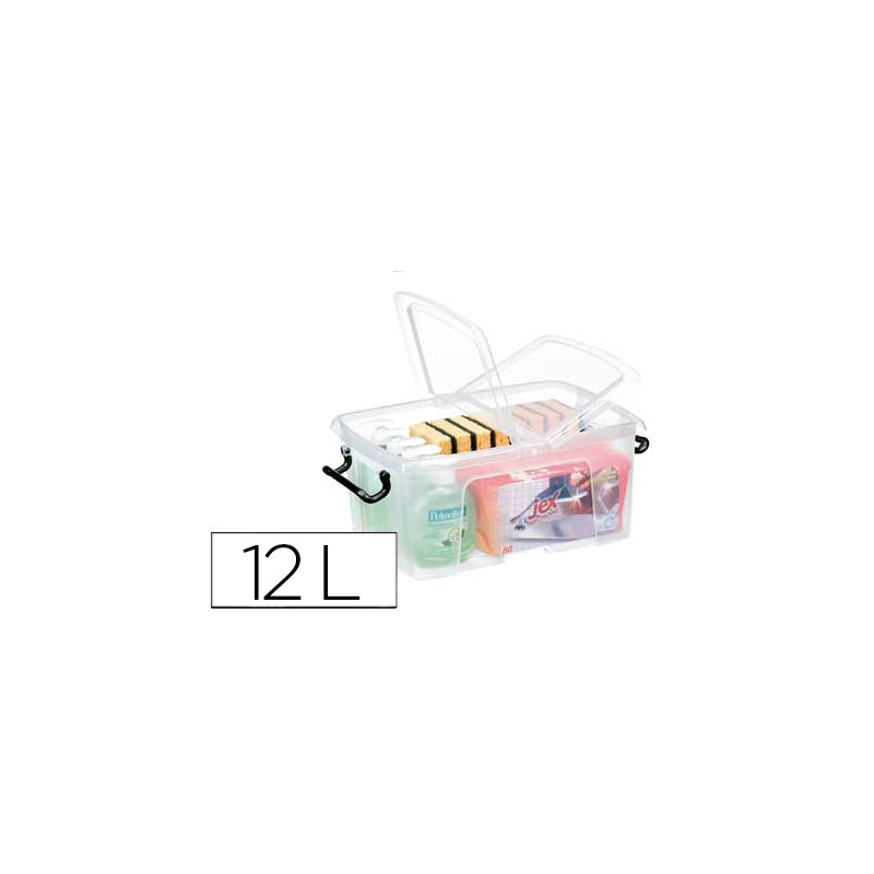 Contenedor plastico cep 12 litros 405x295x183 mm transparente con tapa y cierre hermetico