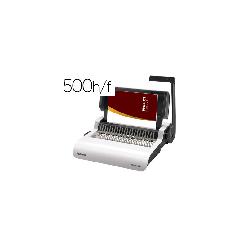 Encuadernadora manual para canutillo fellowes pulsar+300 perfora 20 hojas tamaño din a4encuaderna hasta 300 hojas
