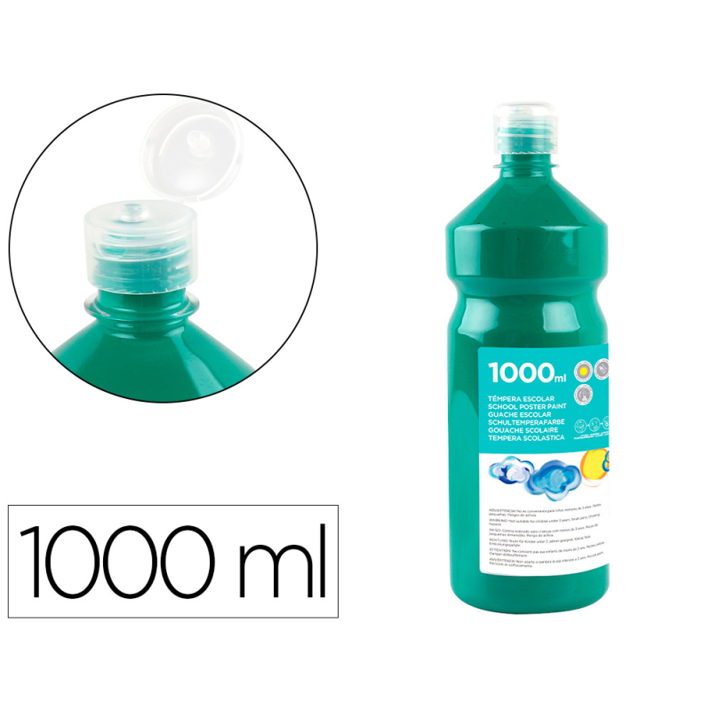 Tempera liquida liderpapel escolar 1000 ml verde oscuro