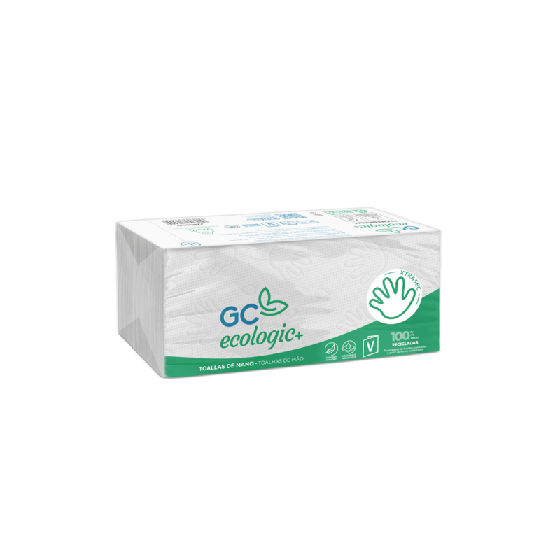 Toalla de papel mano engarzada ecologica xtrasec 20x23 cm 2 capas paquete con 196 unidades