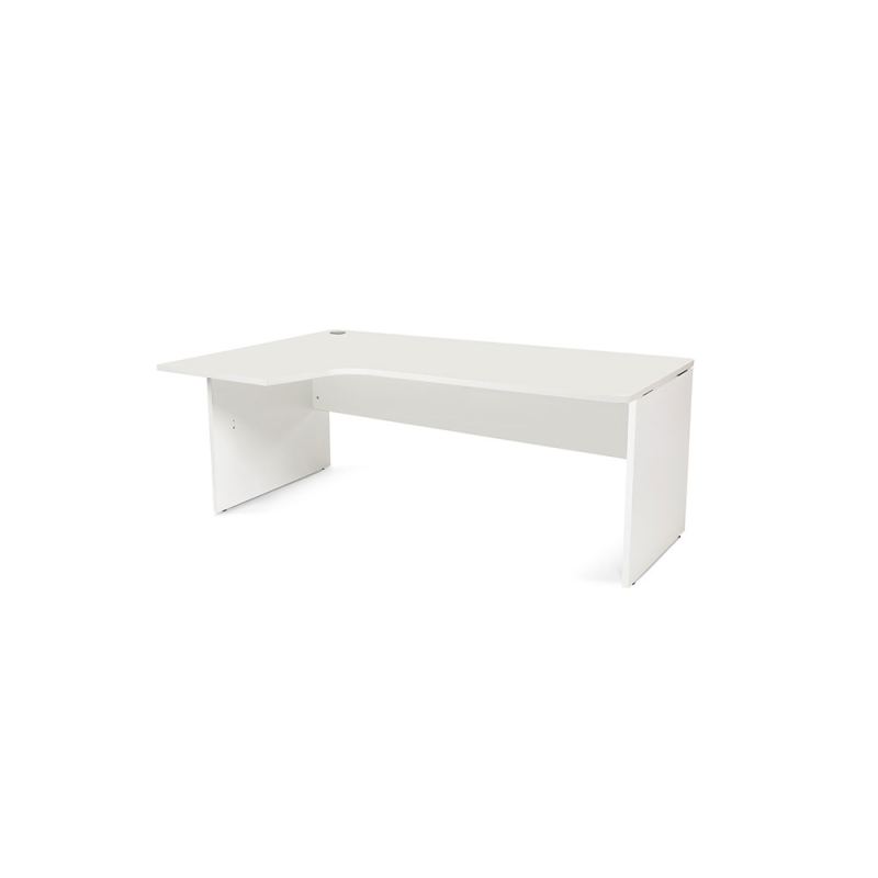 Mesa rocada serie work 160x110x76 cm izquierda acabado aw04 blanco/blanco