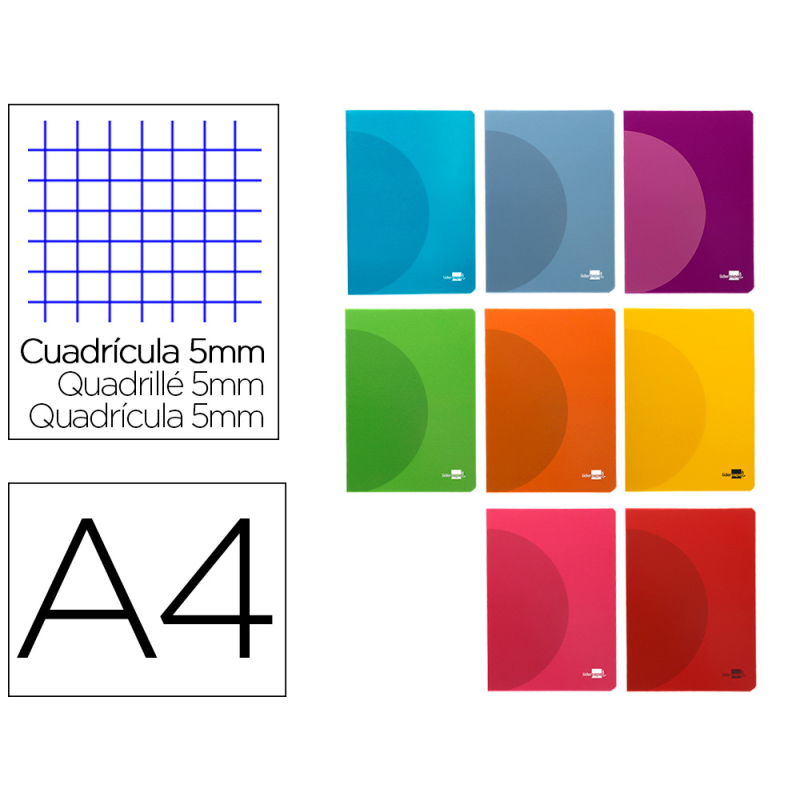 Libreta liderpapel 360 tapa de plastico a4 48 hojas 90gr 5mm con doble margen colores surtidos
