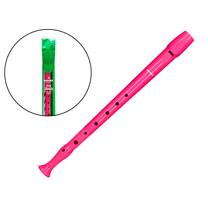 Flauta hohner 9508 color rosa funda verde y transparente
