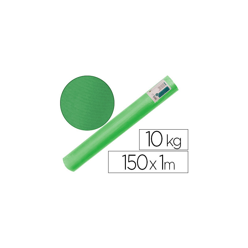 Papel kraft verjurado liderpapel verde ancho 1 mt longitud 150 mt gramaje 65 gr peso 10 kg