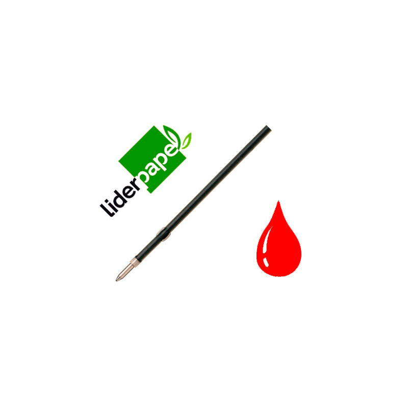 Recambio boligrafo liderpapel gummy touch retractil 1,0 mm tinta roja bolsa de 10 unidades