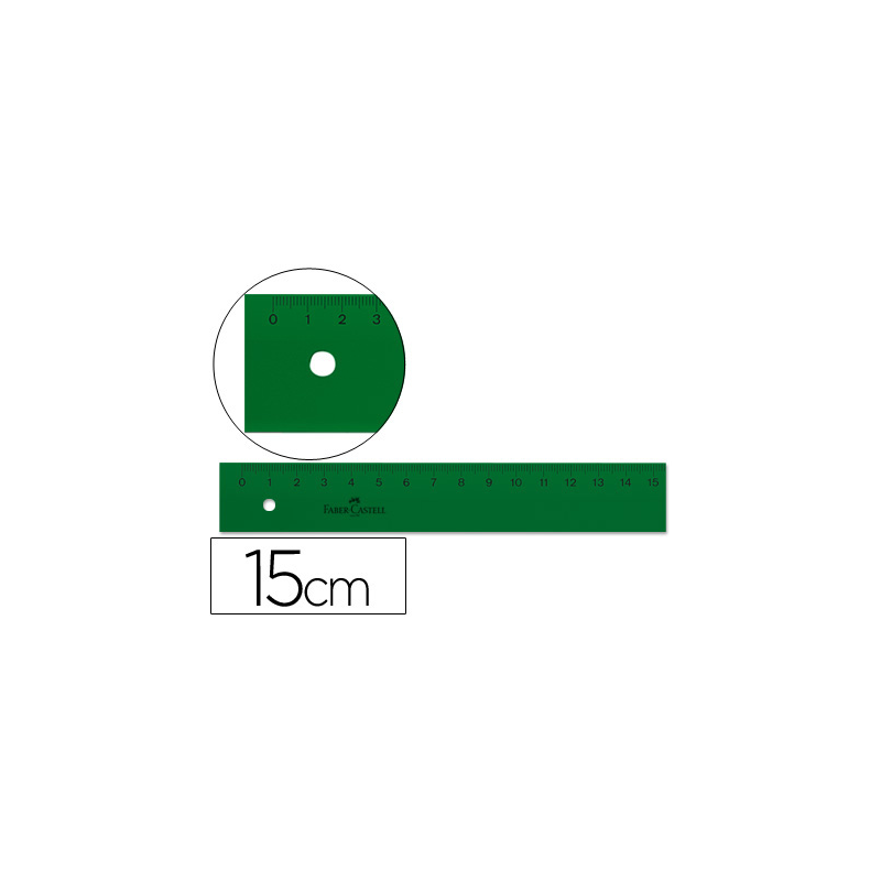 Regla faber castell 15 cm plastico verde