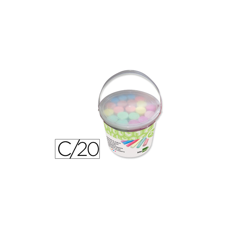 Tiza color liderpapel para suelo cubilete de 20 unidades colores surtidos