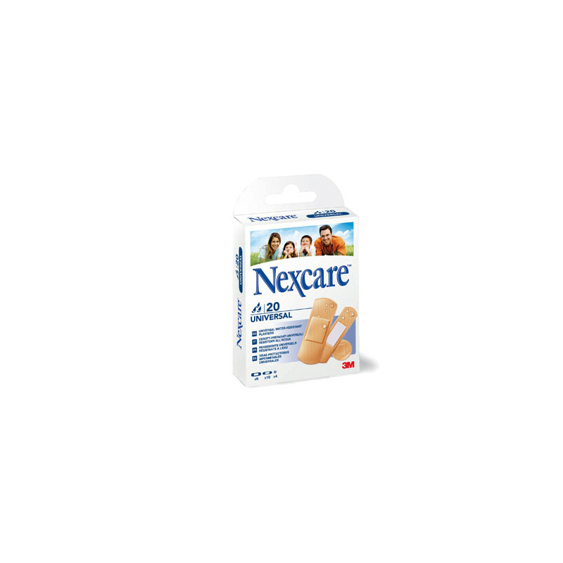 Tira protectora 3m nexcare para heridas y cortes plasticoimpermeable caja de 20 unidades diversos tamaños