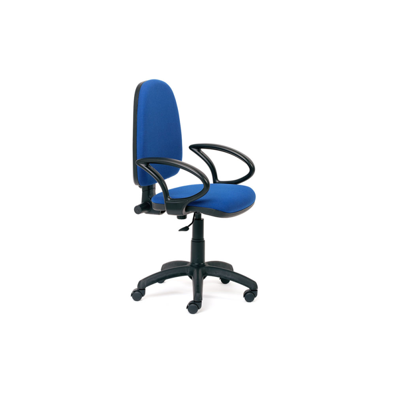 Silla rocada con brazos color azul diametro base 610 mm respaldo de 490 mm x 420 mm
