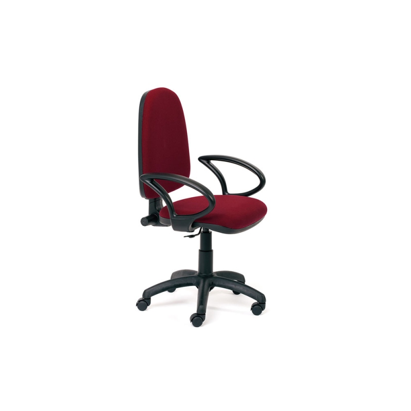 Silla rocada con brazos color burdeos diametro base 610 mm respaldo de 490 mm x 420 mm