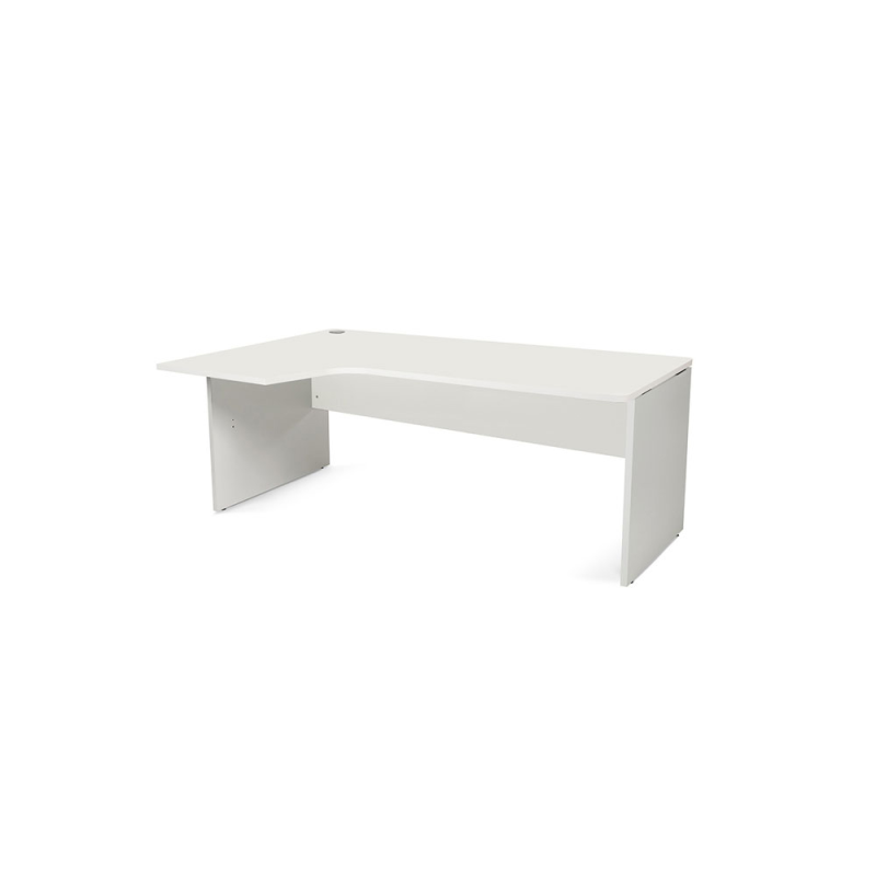 Mesa rocada serie work 180x110x76 cm izquierda acabado an04 gris/blanco