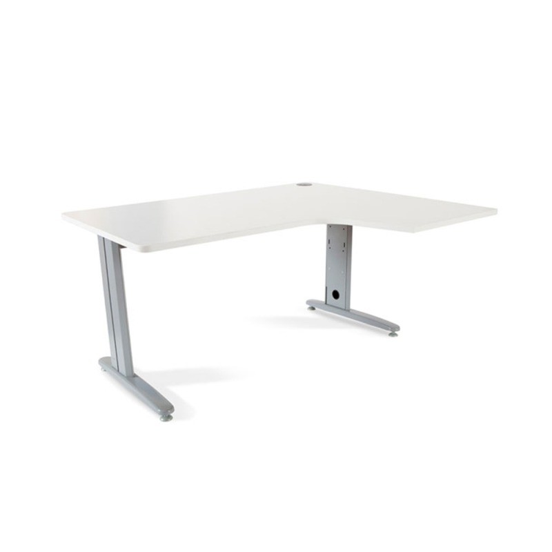 Mesa rocada serie metal 160x120 cm derecha acabado ac04 blanco