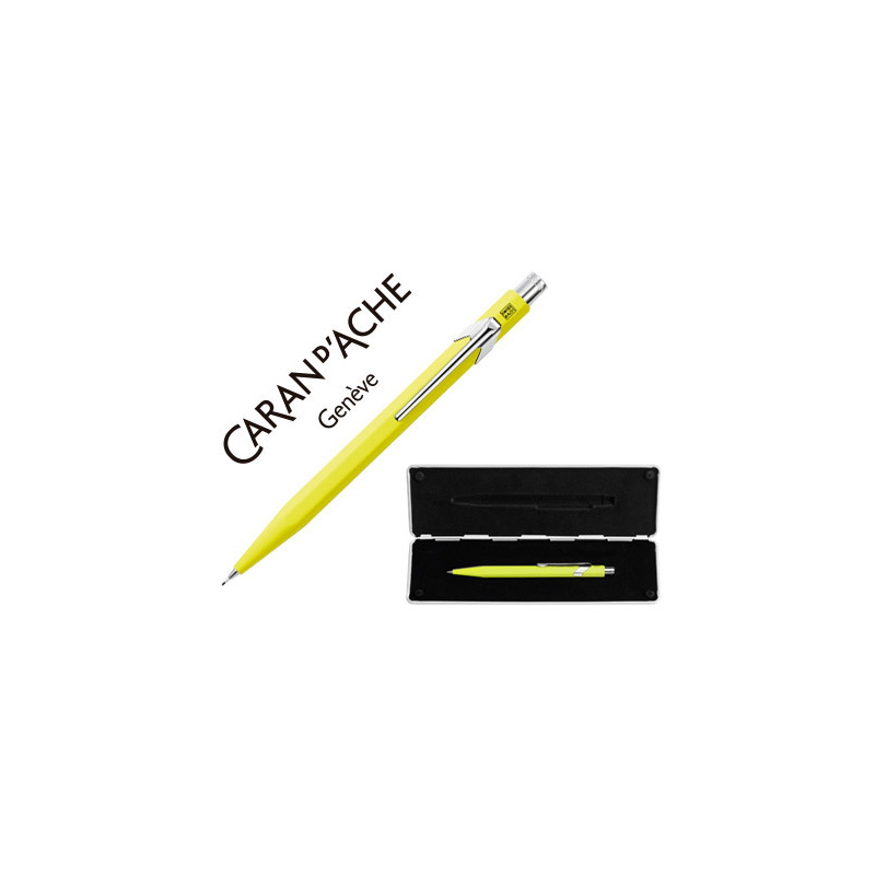 Portaminas caran d'ache 844 0,7 mm con estuche amarillo fluor