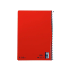 Cuaderno espiral liderpapel a4 smart tapa blanda 80h 75gr cuadro 4mm con margen color rojo