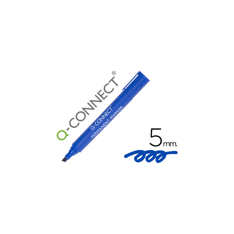 Rotulador q-connect marcador permanente azul punta biselada 5 mm