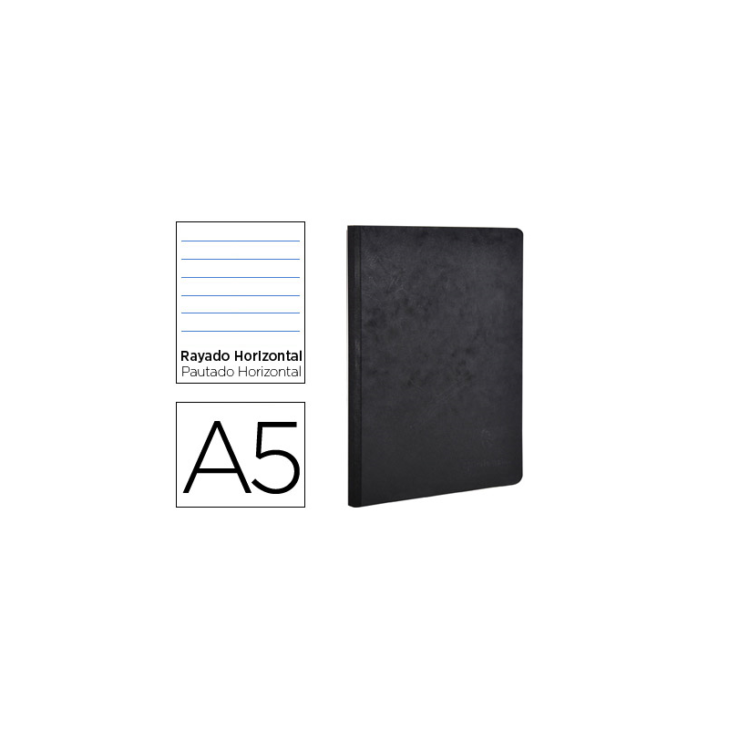 Libreta age-bag tapa cartulina lomo cosido rayado horizontal 96 hojas color negro 148x210 mm
