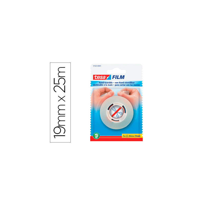 Cinta adhesiva tesafilm sin tijeras 25 mt x 19 mm