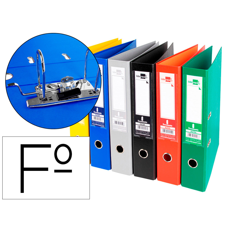 Archivador de palanca liderpapel folio documenta forrado pvc con rado lomo 75 mm colores surtidos classic
