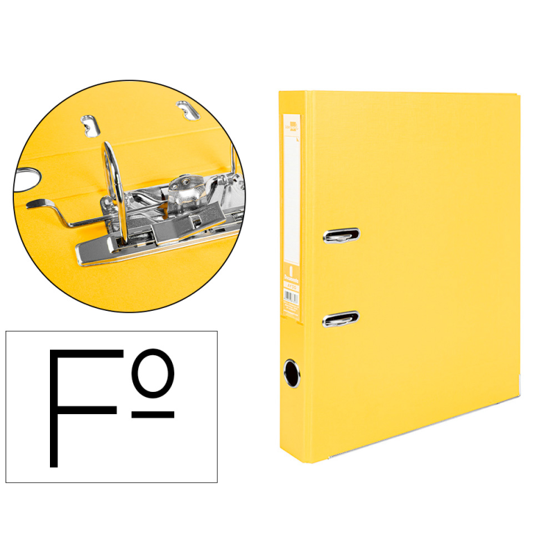 Archivador de palanca liderpapel folio documenta forrado pvc con rado lomo 52 mm amarillo compresor