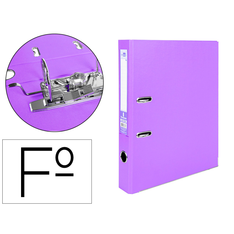 Archivador de palanca liderpapel folio documenta forrado pvc con rado lomo 52 mm lila compresor metalico