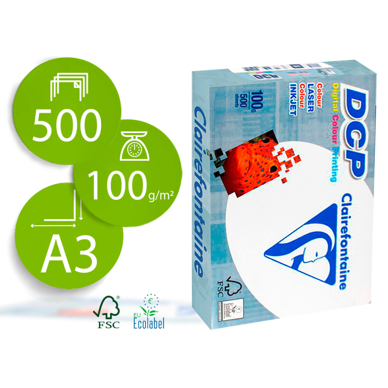 Papel fotocopiadora clairefontaine din a3 100 gramos paquete de 500 hojas