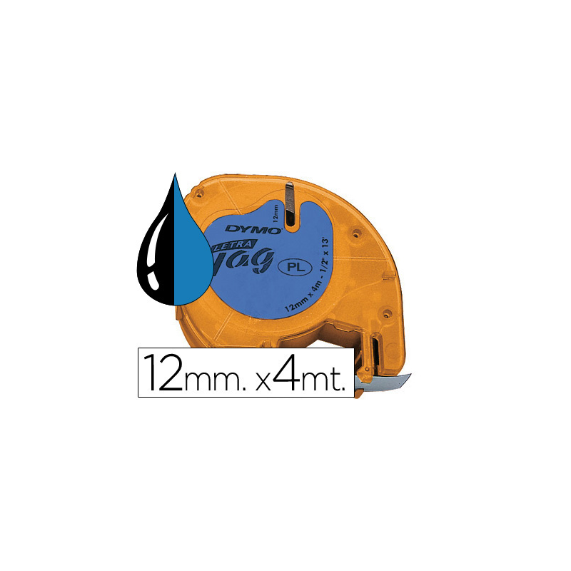 Cinta dymo 12mmx4mt -negro/azul para maquina letratag