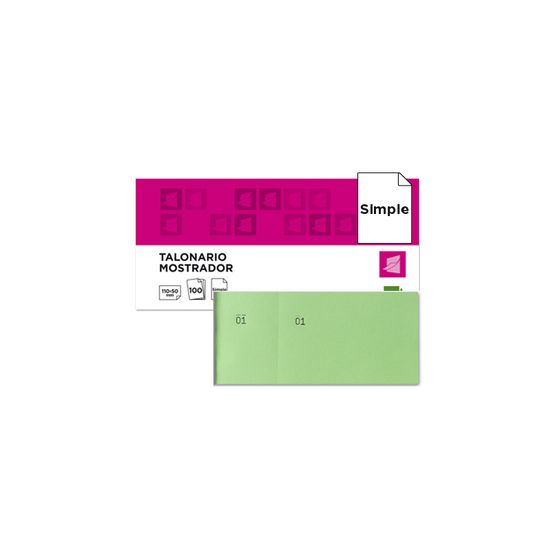 Talonario liderpapel mostrador 50x110 mm tl12 verde con matriz