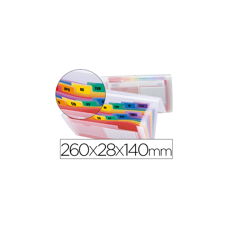 Carpeta liderpapel clasificador fuelle 43804 polipropileno para letras y cheques spectrafile 13 dpto
