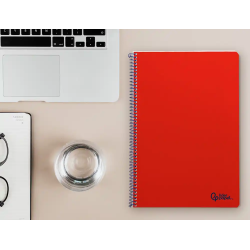 Cuaderno espiral liderpapel a4 smart tapa blanda 80h 75gr cuadro 4mm con margen color rojo