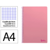 Cuaderno espiral liderpapel a4 smart tapa blanda 80h 75gr cuadro 4mm con margen color rosa