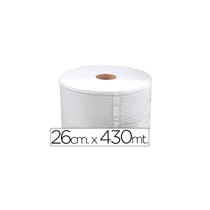Papel secamanos industrial 26 cms de ancho x 400 mts aprox diametro 33,5 cm para el dispensador 46826