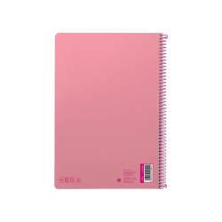 Cuaderno espiral liderpapel a4 smart tapa blanda 80h 75gr cuadro 4mm con margen color rosa