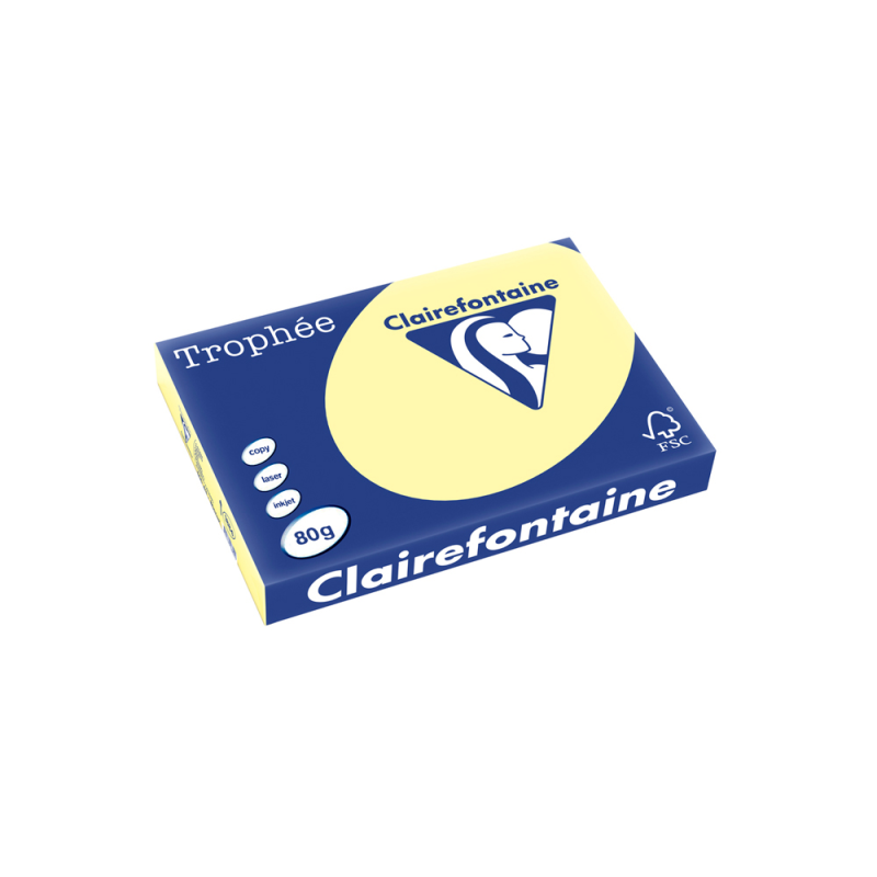 Papel color trophee a3 80gr canario pastel paquete de 500 hojas